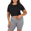 Womens/Ladies Plain Plus Crop T-Shirt