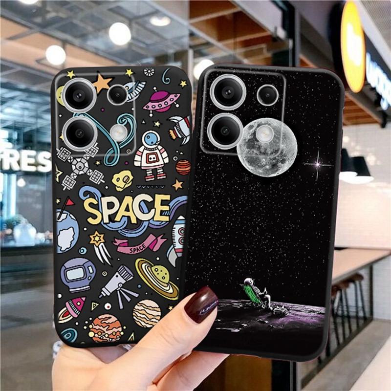 Husă de telefon din silicon moale, neagră, cu model de pisică, pentru aparatul foto Xiaomi Redmi, husă de protecție din cauciuc antișoc pentru huse Redmi Note 13 Pro 13C