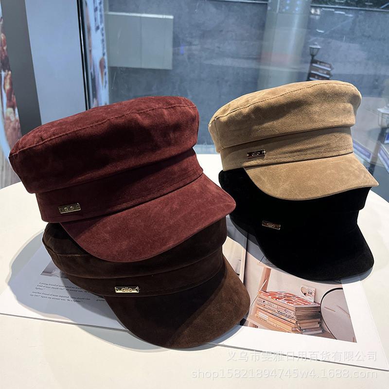 Modern Velvet Beret Hat For Women With Sun Shade For Fall Winter Casual Style