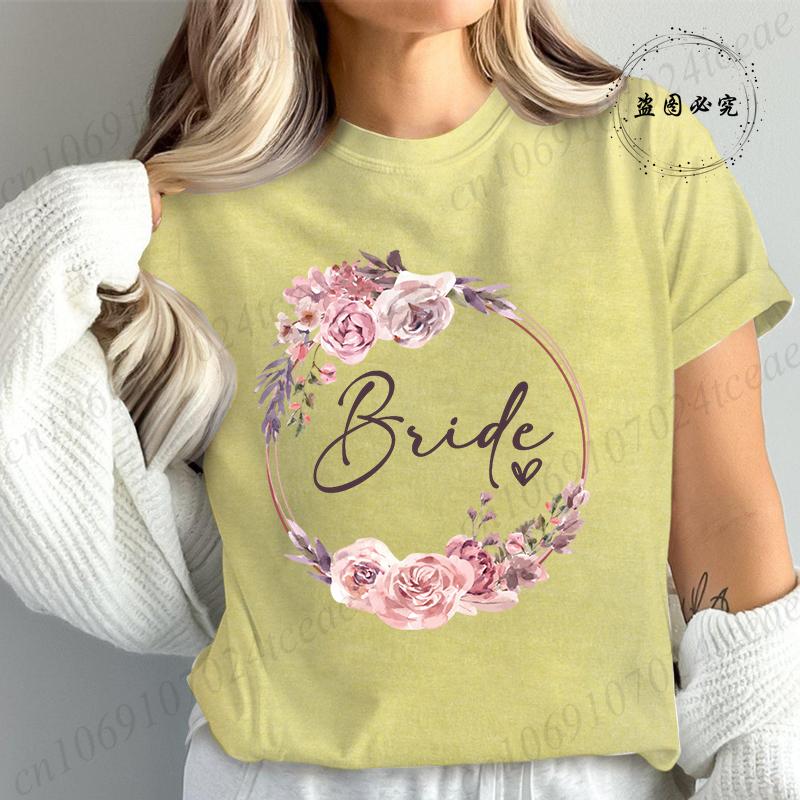 Bridal Graphic T Shirt for Women T Shirt Bride Team Tshirt Bride To Be Fashion T Shirt Women Bachelorette Party TShirt Tops T01