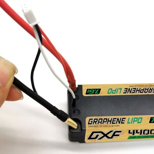 DXF Short LiPo Battery, 2S, 7.6V, 140C, 4400mAh, LCG Hard Case, RC Battery, Japanese-Korean Lithium Polymer Material, 5mm, with Plug, for RC Cars, Tru