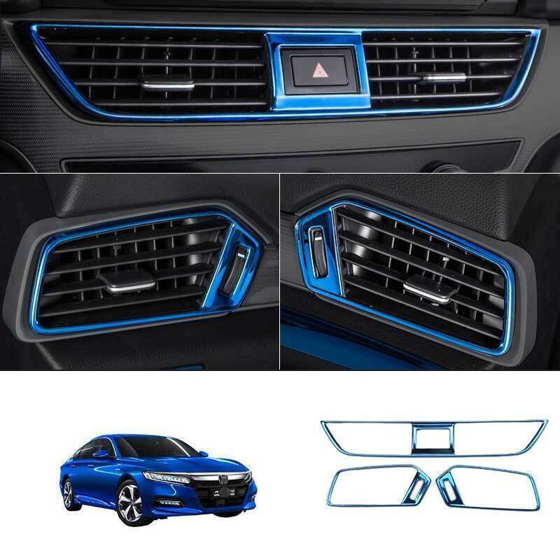 For Honda Accord 2018- Blue Titanium Front Dash AC Air Outlet Vent Cover 3X