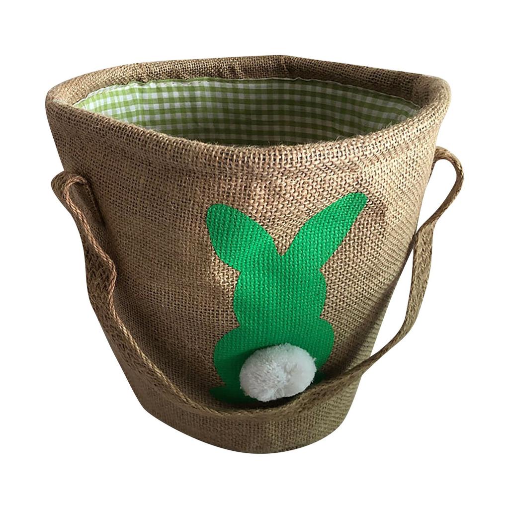 Easter Basket Holiday Bunny Printed Canvas Gift Carry Eggs Candy Bag