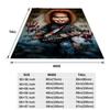 Chucky Horror Plush Blanket - Creepy Doll Inspired Blanket with Bloodstained Mugshot Design, Soft and Cozy Throw for Halloween D