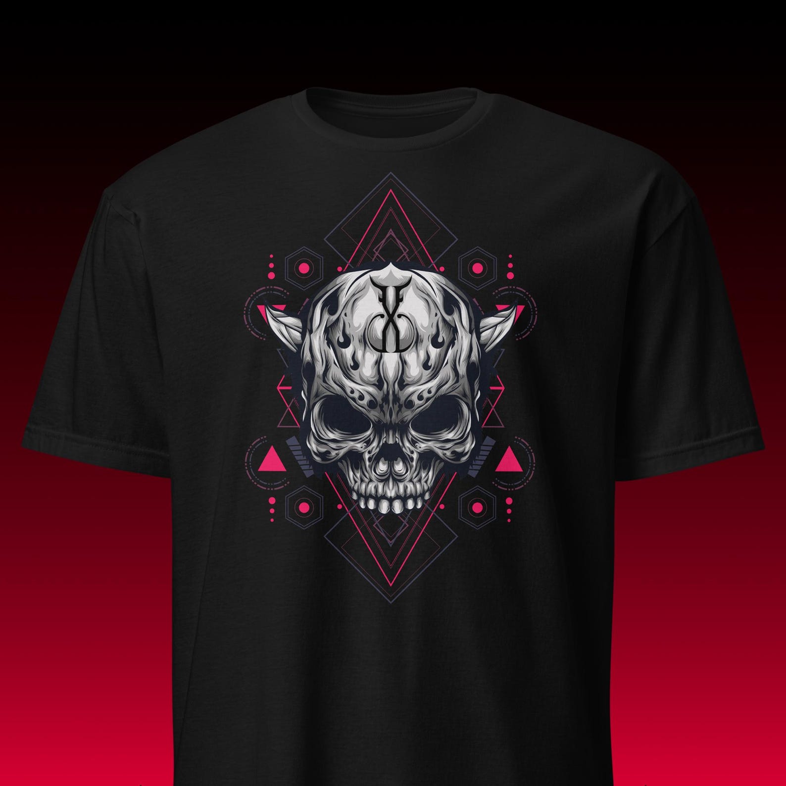 Sacred Geometry Skull | Techno Goth Aesthetic | EDM & Rave Tee S