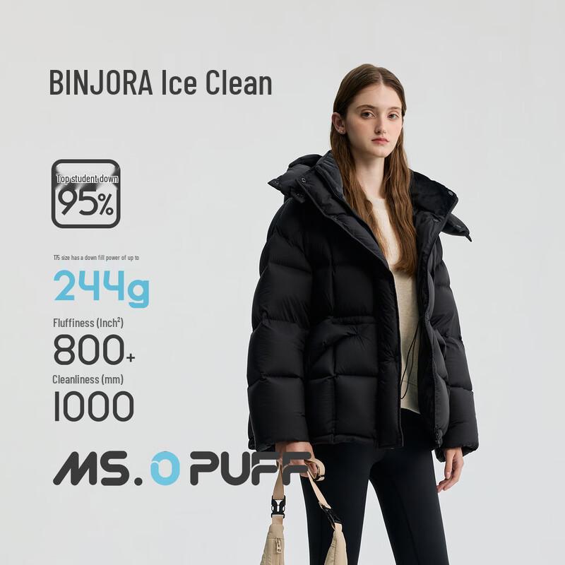 BINJORA Women's Detachable Hood Puffer Down Jacket