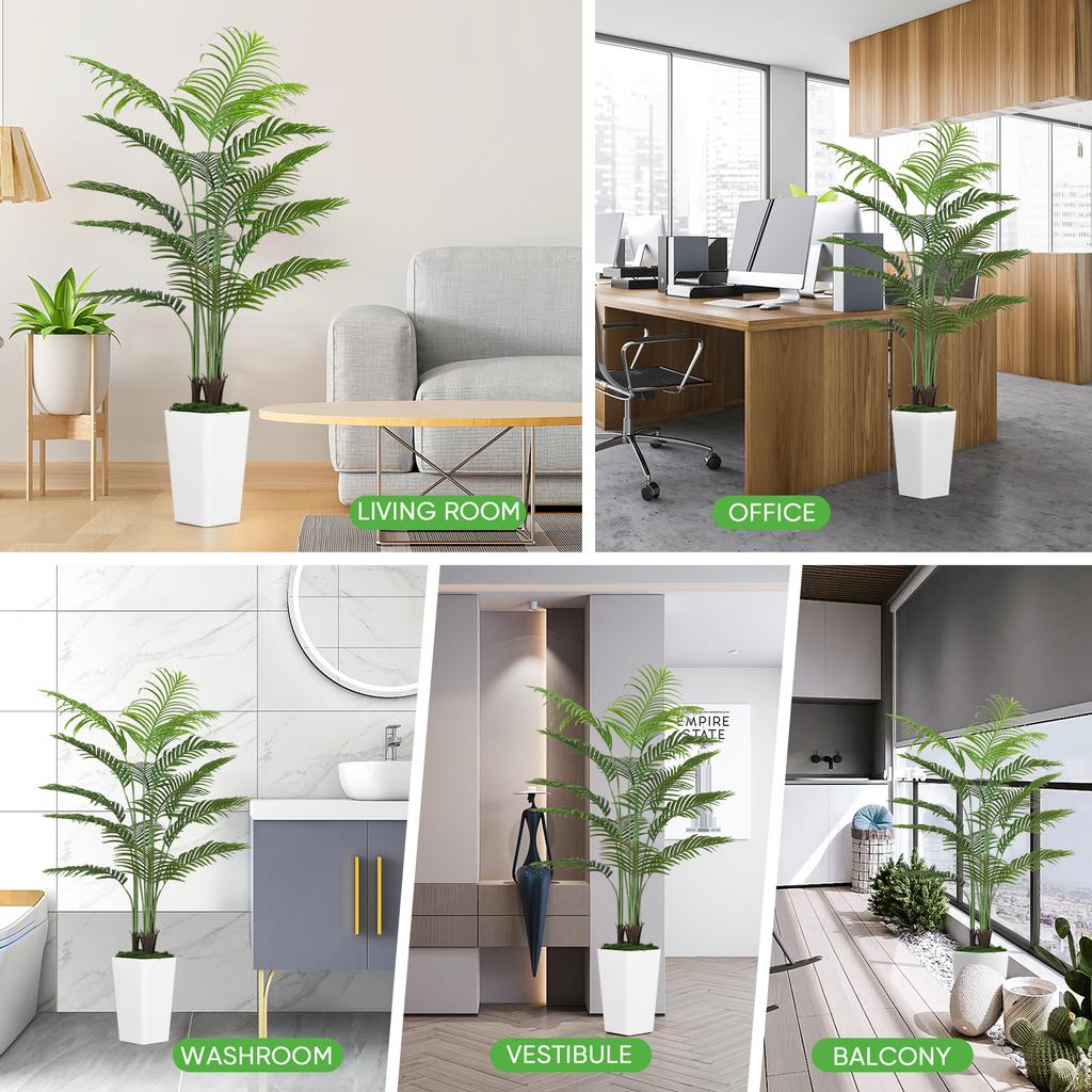 Artificial Areca Palm Plant 5FT Faux Dypsis Lutescens Plants in Pot for Indoor Outdoor Home Office Garden Decoration