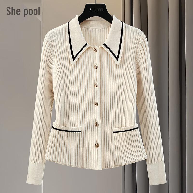 

Women s Ribbed Knit Short Cardigan with Lapel
