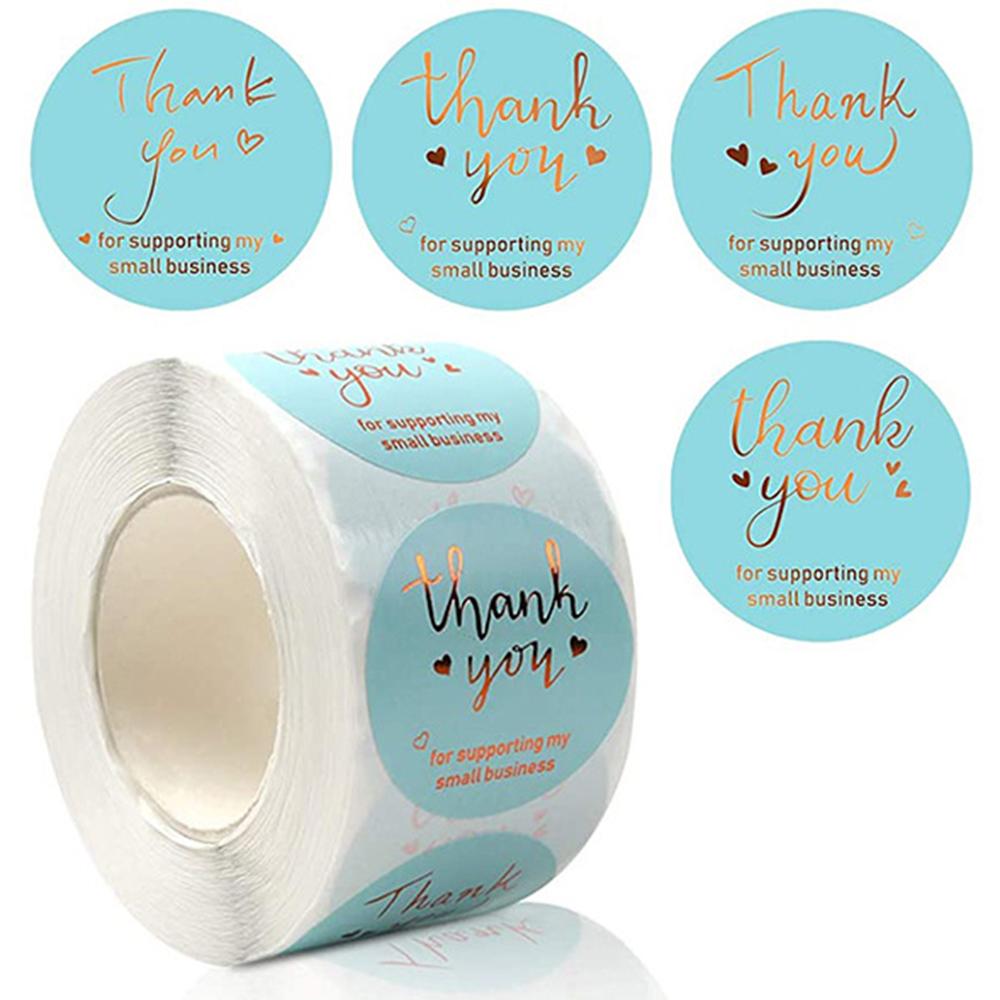 500Pcs/roll THANK YOU Stickers Four Color Business Card Set Customer Business Sealing Sticker Labels Birthday Wedding Gifts Card