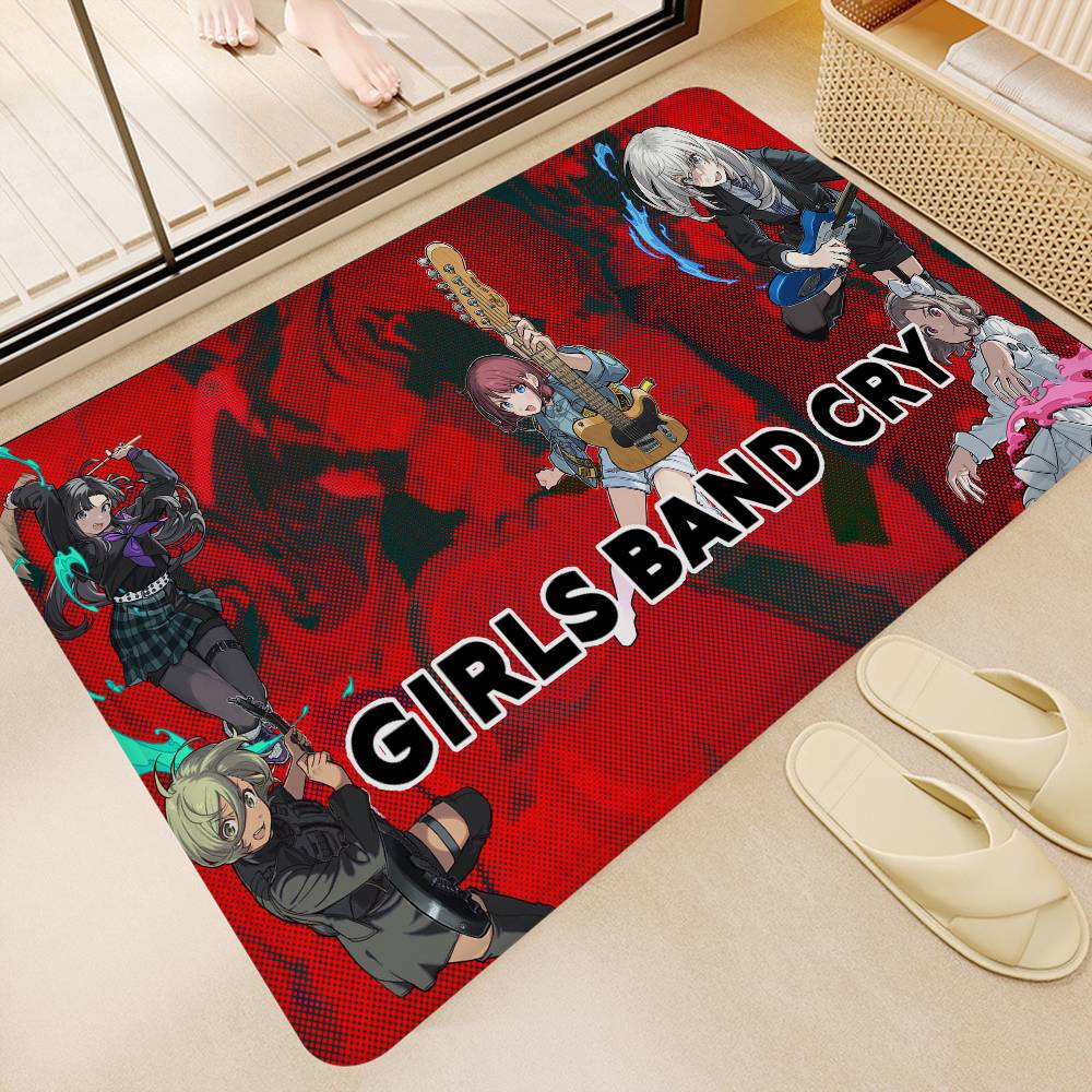 Anime Band Girls Band Cry Door Mat Washable Non-Slip Living Room Sofa Chairs Area Mat Kitchen Doormat Area Rug