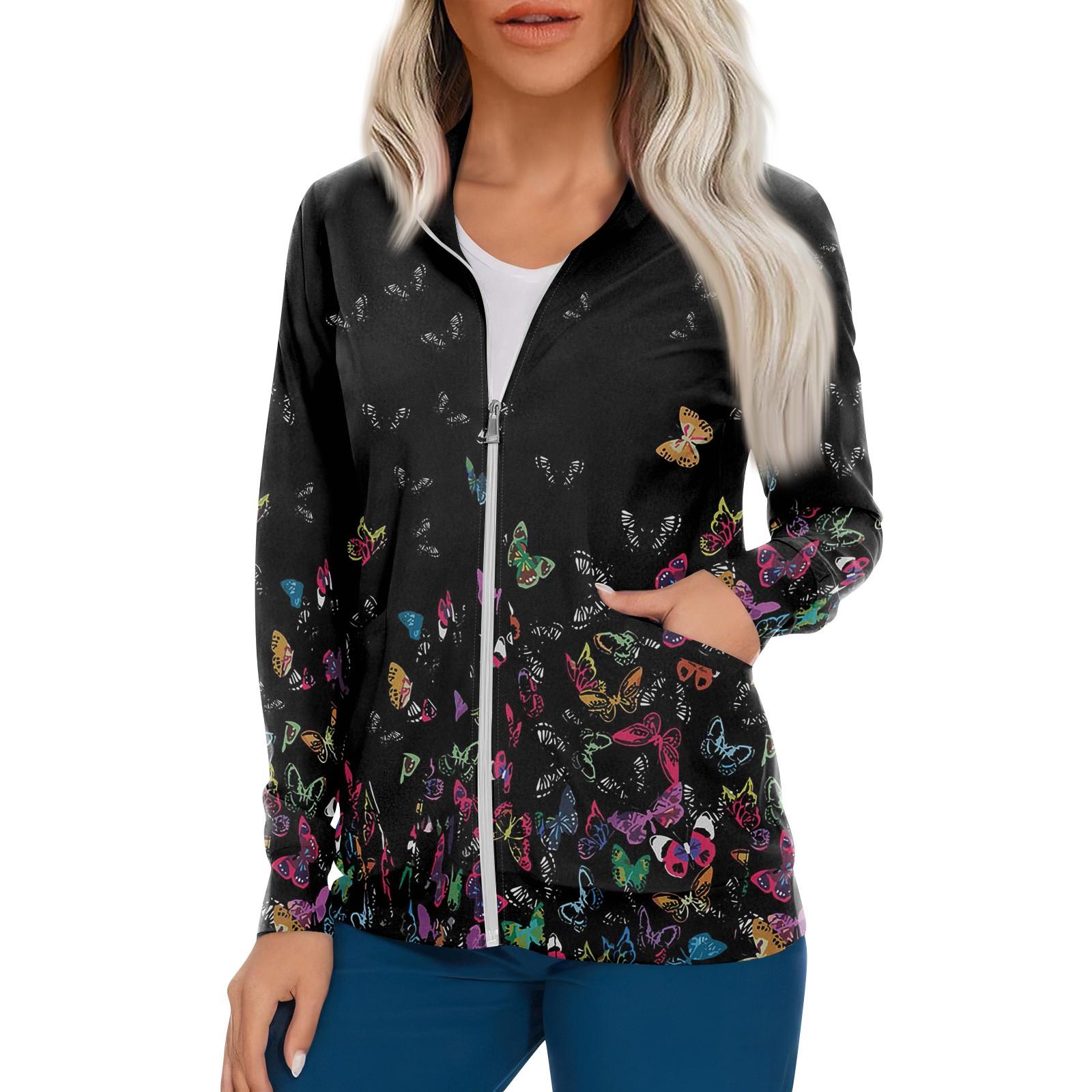 

Женский однобортный защитный комбинезон с длинным рукавом и карманом, рабочий воротник-стойка, кардиган, куртка, топ XXXL чёрный