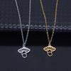 Elegant Stainless Steel Mushroom Pendant Necklace - Versatile Hollow Clavicle Chain Jewelry