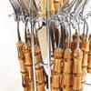 24-teiliges Geschirr-Set mit Ständer, Bambusgriff, Edelstahl, Geschirr, Messer, Besteck, Gabel, Löffel, Set mit Besteckständer
