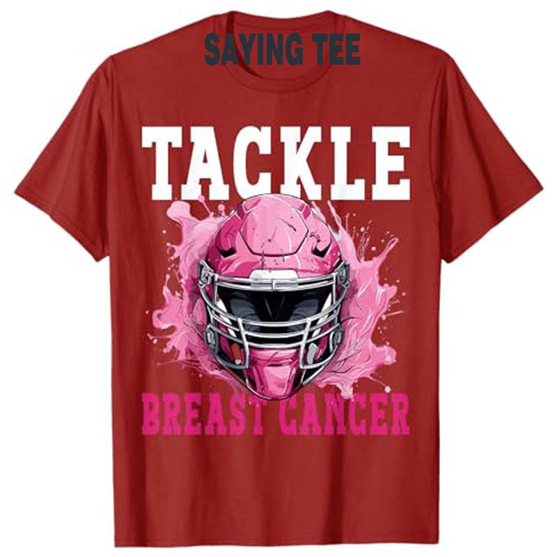 Tackle Football Brustkrebs-Bewusstsein Rosa Schleife Jungen Kinder T-Shirt Mode Fußball-Liebhaber Grafik Top Kurzarm Spruch T-Shirt