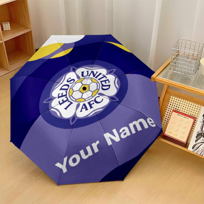 Ombrello Automatico a 3 Pieghe Leeds United Ombrello Pieghevole Antivento a 8 Stecche Protezione Sole Pioggia per Viaggi all'Aperto Uso Quotidiano