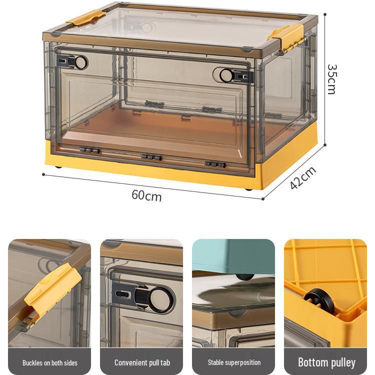 Large Outdoor Portable Transparent Foldable Storage Box for Clothes, Toys, Snacks, Books - Dustproof and Ideal for Home Use.