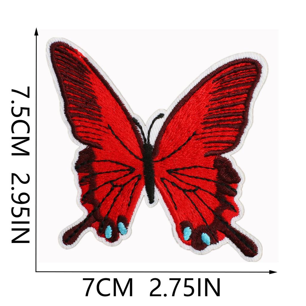Butterfly World Embroidery Cloth Sticker Colored Flower Butterfly Computer Embroidery Label Clothes Decorative Patch Sticker Blue Butterfly