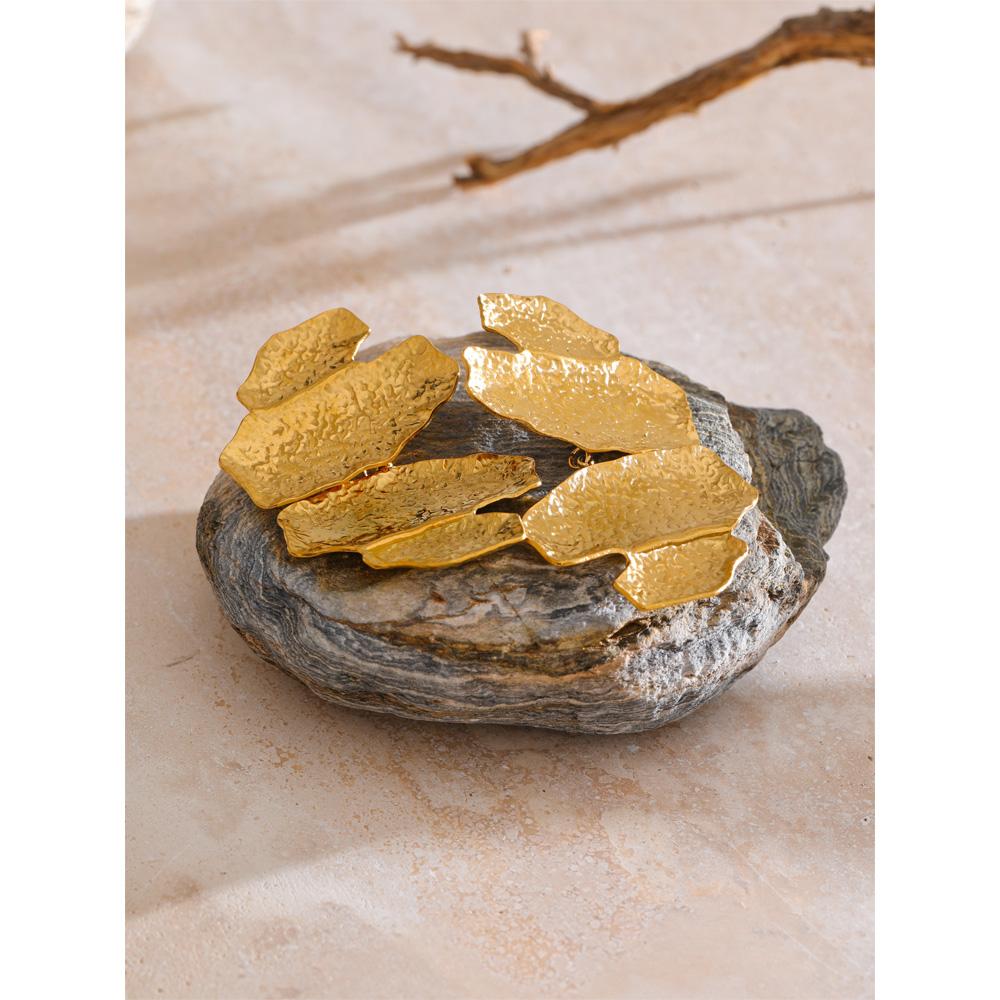 Eetit Statement Stainless Steel Hammer Metal Geometric Drop Big Earrings 18K Gold PVD Plated Attractive Daily Jewelry 2025