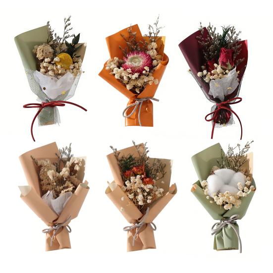 Mini Dried Flower Bouquet Dry Babysbreath Rose Decoration Small Floral Bouquet Romantic Valentine’s Day