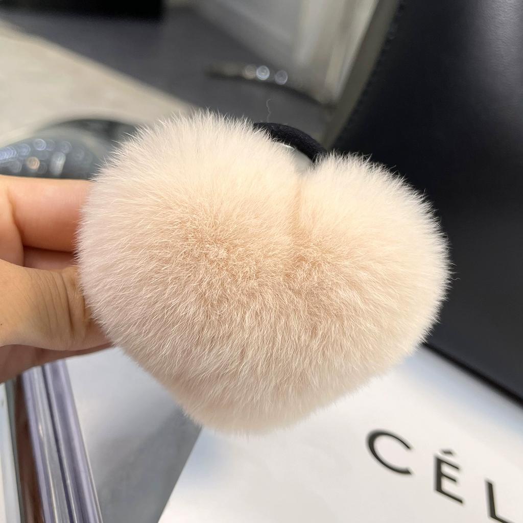 Korean cute Rex rabbit hair band ponytail headrope Internet celebrity high sense hair rope plush love headgear autumn and winter women
