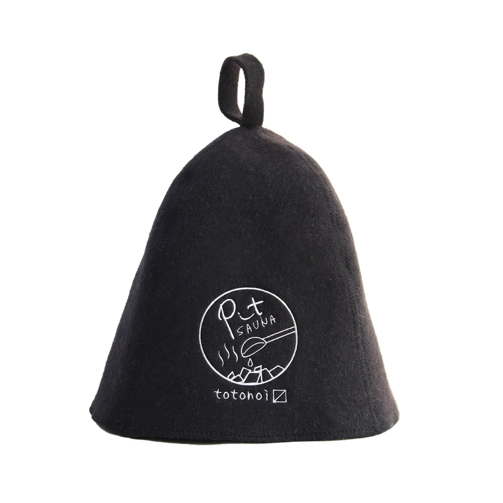 Sauna Black with White Deep Large Embroidered Wool Water Made in Gift Wrapping Available [PITLIFE] Hat, Logo, 100% Wool, Fit, Size, Washable, Men s & чёрный