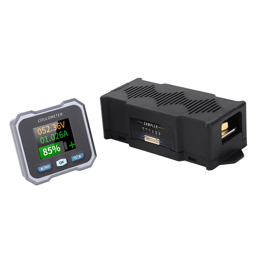 Battery Monitor Meter Waterproof 400A 10‑100V Capacity Percentage Time Power Voltage Meter with Shunt for Electric