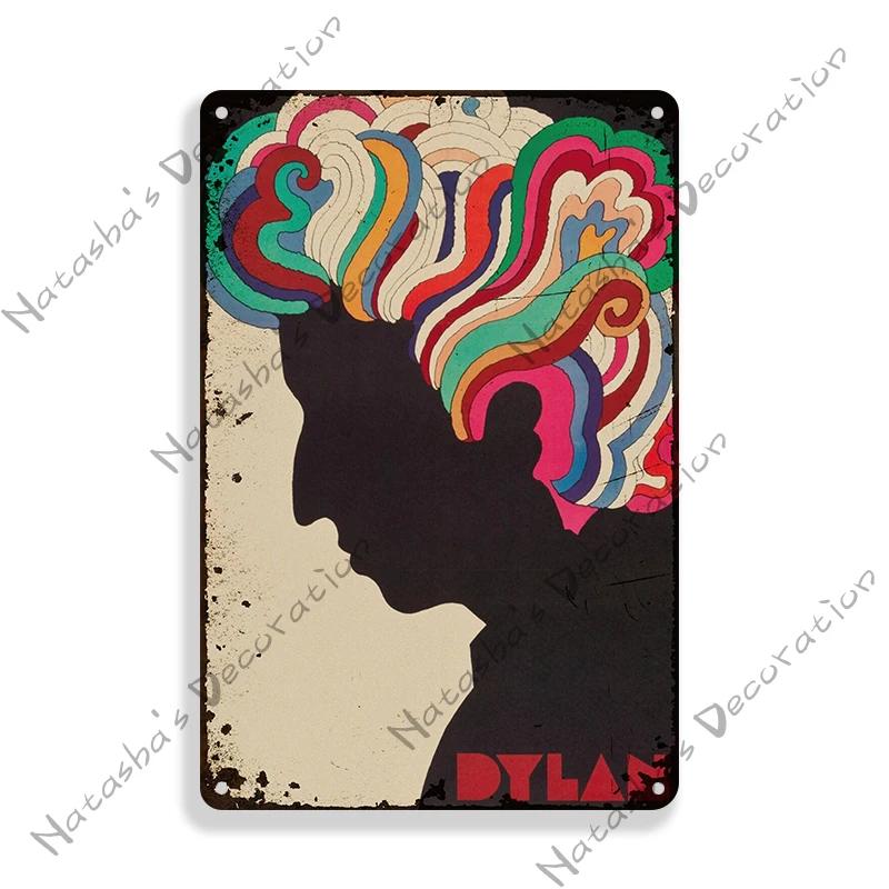 Folk Music Poster Bob Dylan Decorative Sign Rusty Metal Sign Home Bar Cafe Wall Decor Metal Plaque Wall Plate Industrial Decor