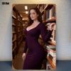 Vintage Metal Poster Wall Art, Bookshelf Library Decor, Woman Silhouette for Living Room