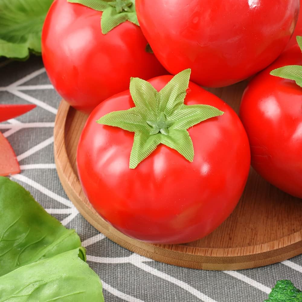 Artificial Tomatoes, 8Pcs Simulation Tomatoes Fake Fruit Vegetable for Home Kitchen Party Decor Photography Props