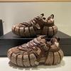 Platform Sneaker Men's Tire Sole Designer Chunky Running Shoes British Retro Luxury Microfiber Leather Shoes  Chaussure Homme