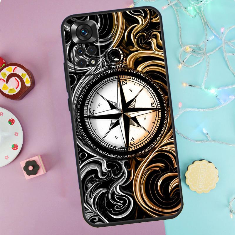 Sailing Compass Nautical Sea Turtle Case For Xiaomi Redmi Note 13 Pro 14 9 10 11 12 9S 10S 11S 12S Redmi 14C 10C 12C 13C Cover