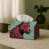 1pc, 2d Flat Printing, Tissue Box Contemporary Pop Art Tissue Holder Featuring a Leopard Animal Portrait, Neon-Fabric Napkin Storage Organizer Suitabl