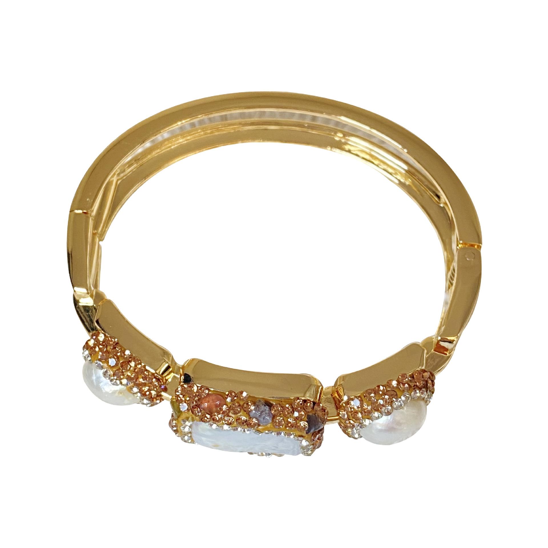 

Медный браслет с инкрустацией из 18-каратной грязи и жемчугом и браслет с нишевым дизайном, настольный фокус, элегантный темперамент, тренд в Instagram