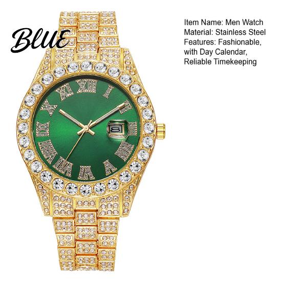 Reliable Timekeeping Men Watch Fashion Bracelet Quartz Analog with Day