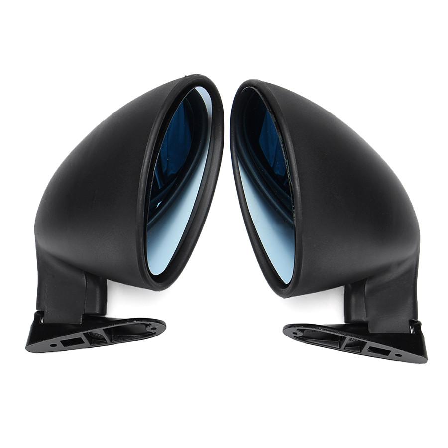 Pair California Classic Style Door Wing Blue Side Mirror Hot Rod Rat Rod Muscle Car Universal Vintage Black