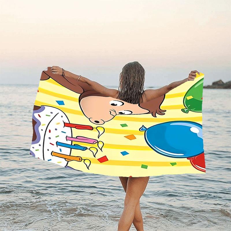 1pc Curious George (6) Beach Towel, Beach and Seaside Swimming Pool Equipment, Fashion Pattern, Rectangular, Travel Essentials