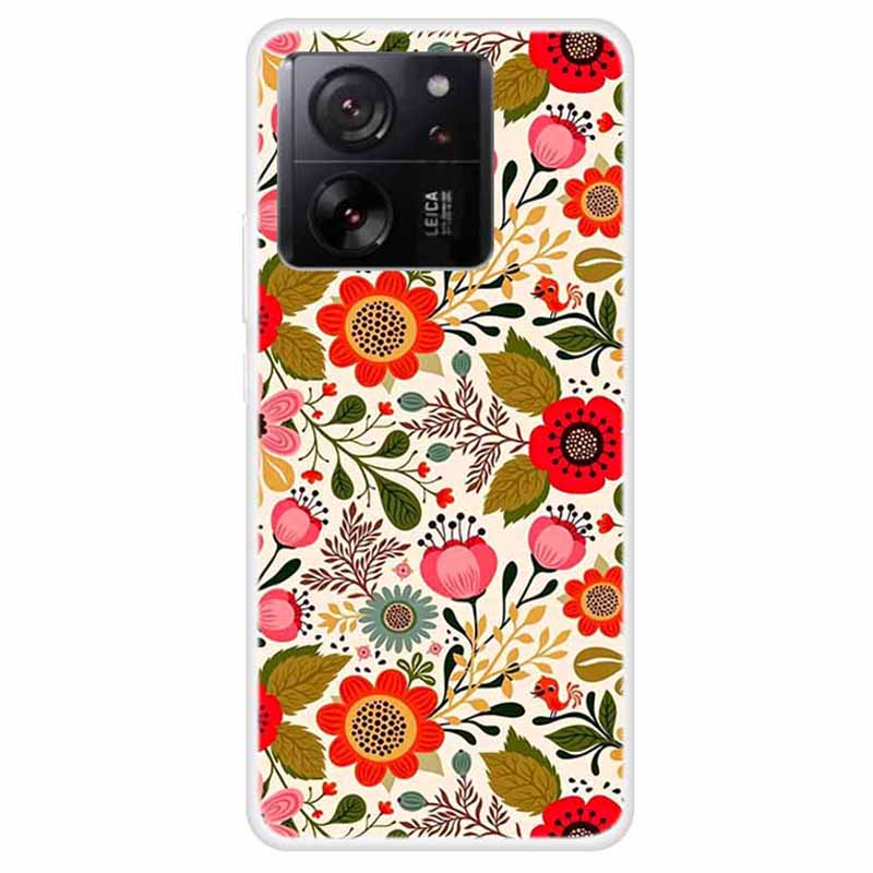 

For Xiaomi 13T/13T Pro/Redmi K60 Ultra TPU Case Pattern Printing Phone Protective Cover Colorful Flowers