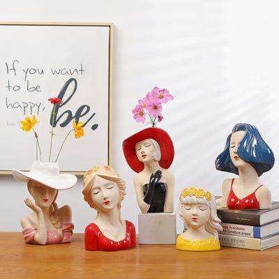 Creative Girl Figure Ornaments Vase Luxury Art Sense Vase Home Decoration Flower Inserted TV Cabinet Desktop Soft Decoration