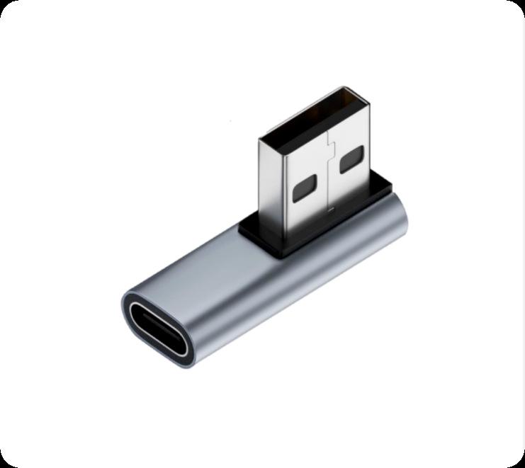 USB Type-C Adapter: Male-Female-Male-Female, 90° L/U-Shaped Thunderbolt 3 Elbow for Computers