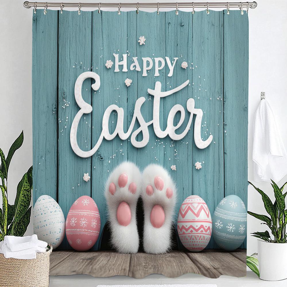 Happy Easter Eggs Cartoon Waterproof Shower Curtain Bathroom Curtain,Hanging Curtain 12 Hooks Decoration Machine Washable