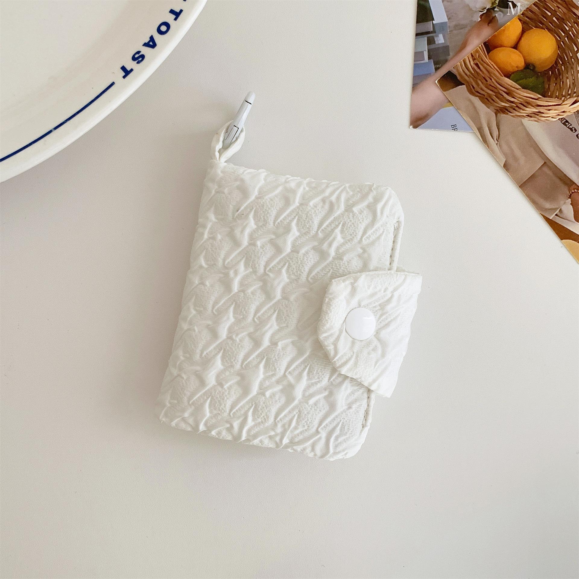 

Simple Solid Color Student Portable Coin Purse Bank Card Storage Bag Mini Hanging Buckle Headphone Bag белый