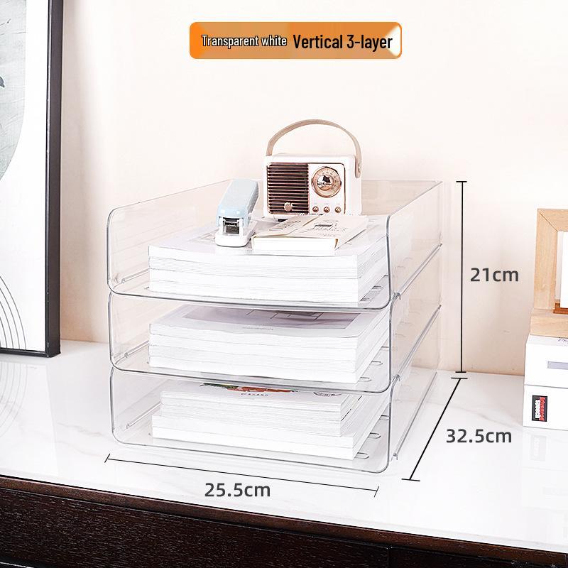 Acrylic Multi-Layer A4 Desktop Document Organizer - Transparent Stackable File Holder
