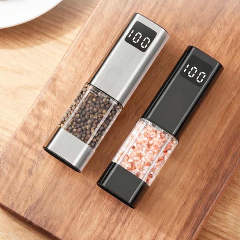 LED Display Electric Salt and Pepper Grinder Adjustable Particle Coarseness Spice Mill  Restaurant