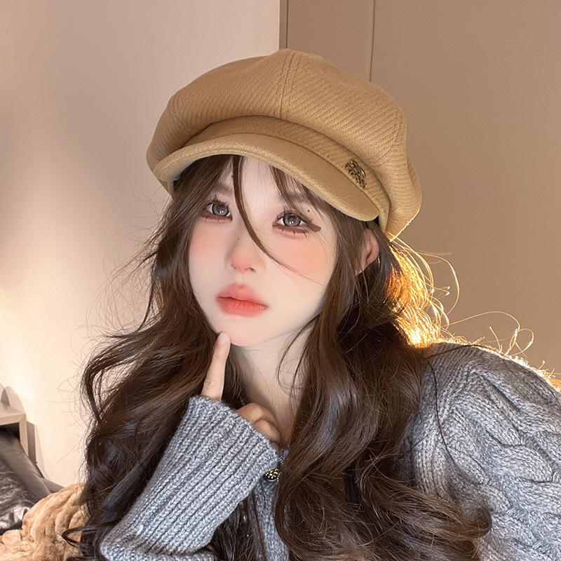 New Autumn and Winter Octagonal Hat Korean Versatile Duck Tongue Beret British Style Baby Hat Women