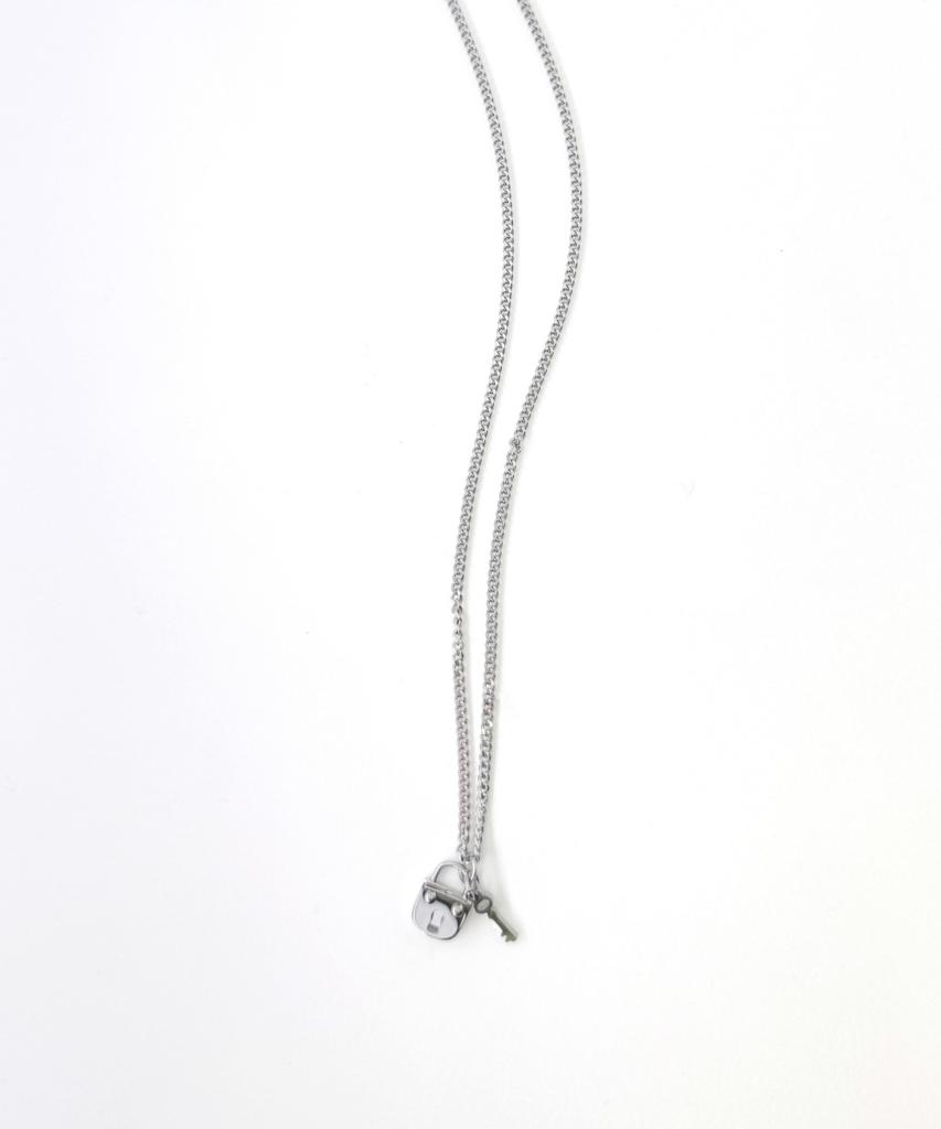 Glory_Arden Surgical Steel Lock+Key Chain Necklace / Ghmn-493