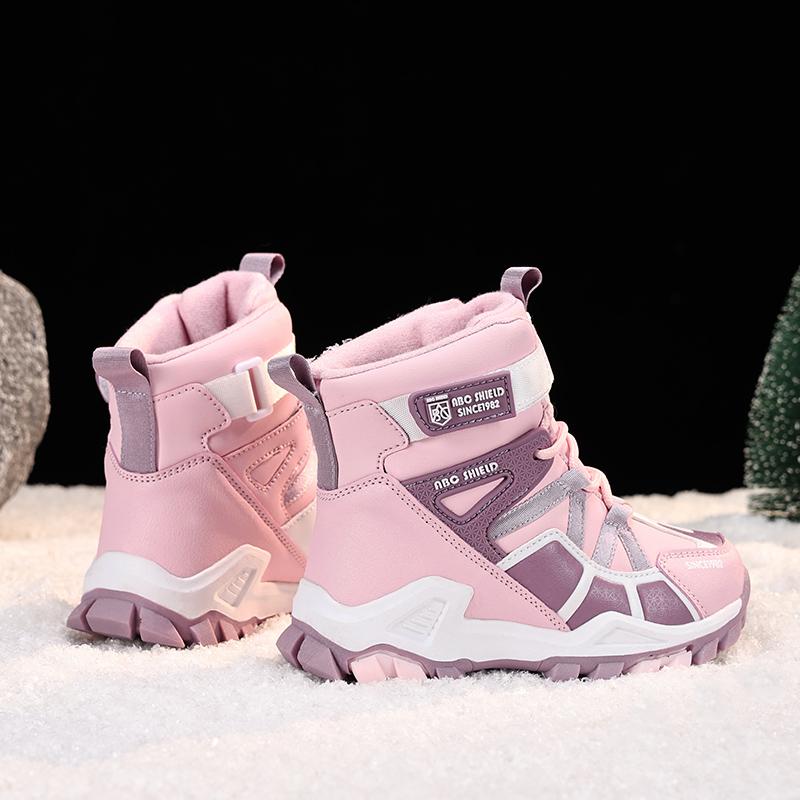 Zimowe Buty Śniegowce dla Dziewczynek Nowa Moda Luksusowa Cholewka PU Gruba Podszewka z Futerka Dziecięce Bawełniane Buty Antypoślizgowe Ciepłe Dziecięce Buty Outdoor