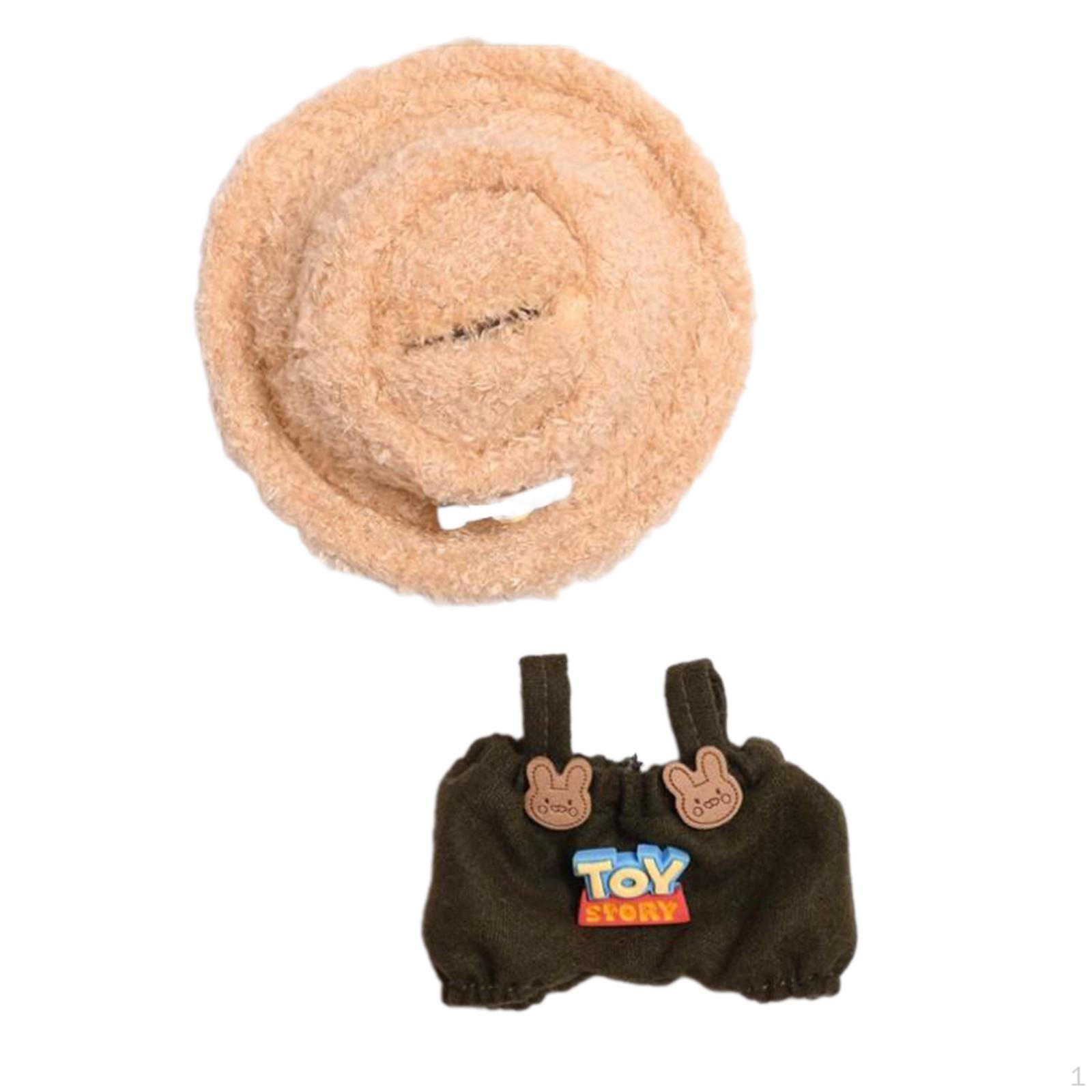 

17 cm Doll Clothes with Hat Suit Your Own Dolls Soft Outifits Pink Overalls Green Overalls