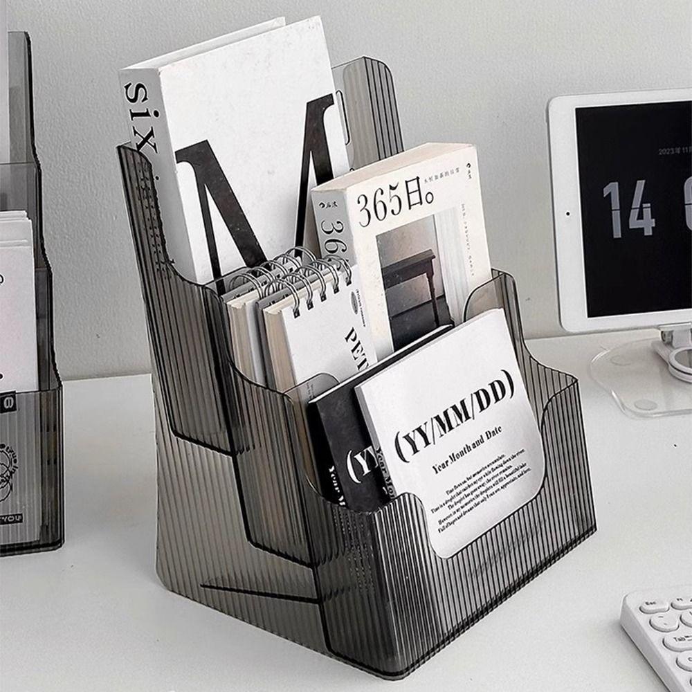 Clear Brochure Display Holder 3 Tiers Desktop Book Stand Pamphlet Flyer Organizer  Study Room