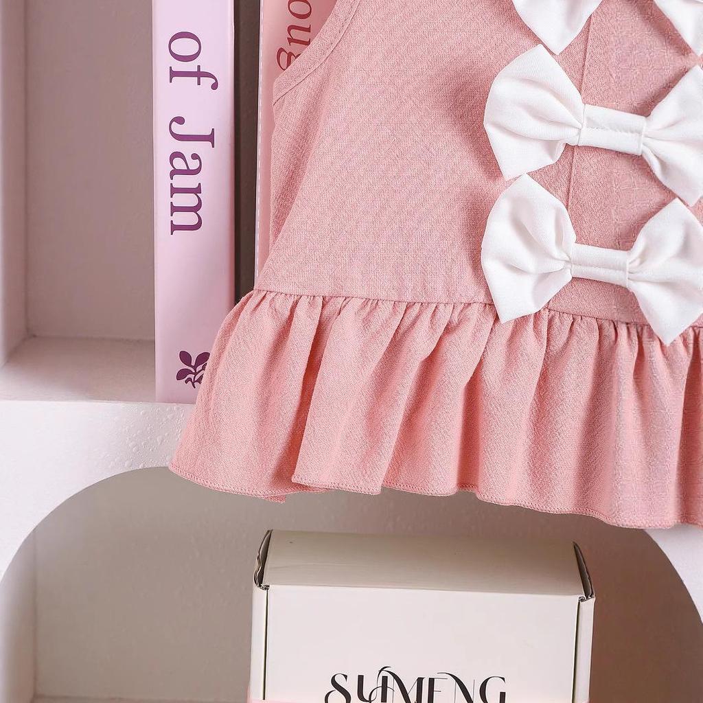 Zomer Kinder Zoete Strik Mouwloze Top en Broek Tweedeelig Mode Set voor Meisjes
