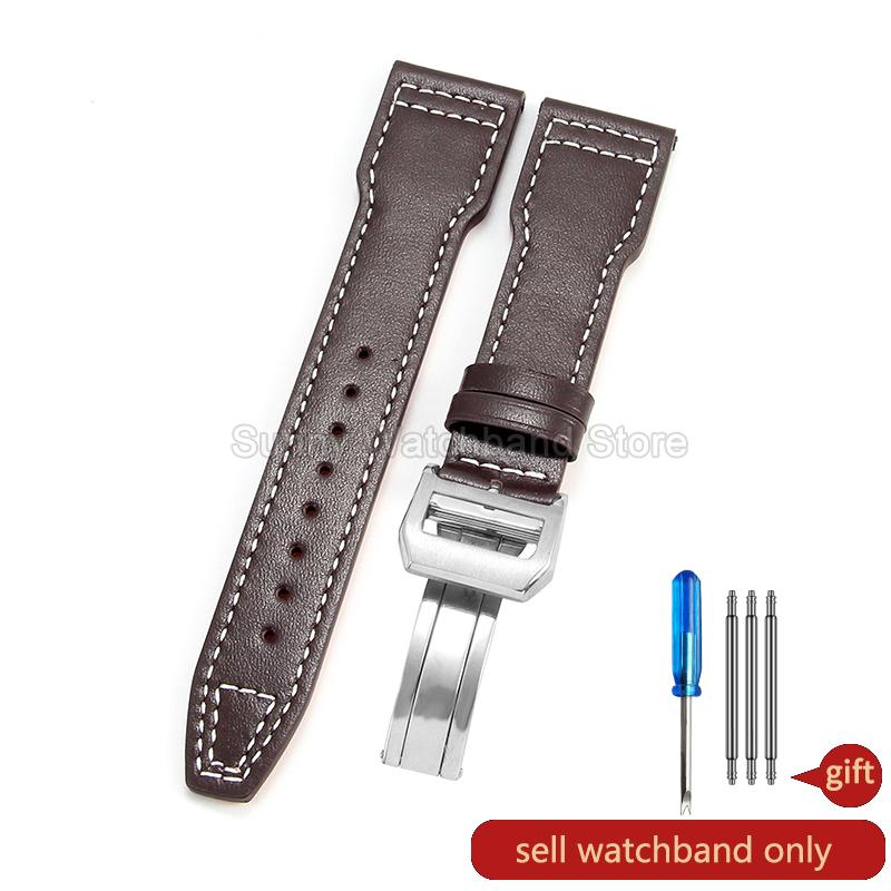 Coffee Black 20 21 22mm for IWC Portofino Le Petit Prince Portugieser Cowhide Watch Band Special Interface Needle Buckle Durable